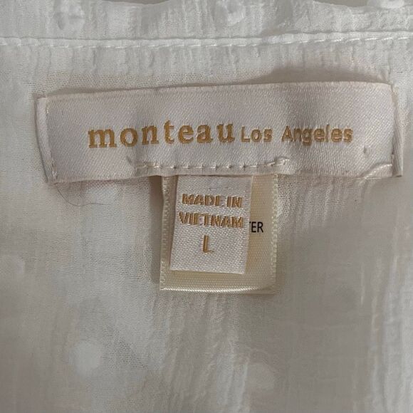 Monteau White Sleeveless Blouse   Size L - Picture 3 of 4